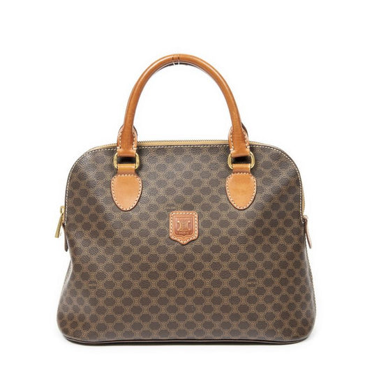 Celine Vintage Dome Top Handle Brown Macadam PVC Canvas AB