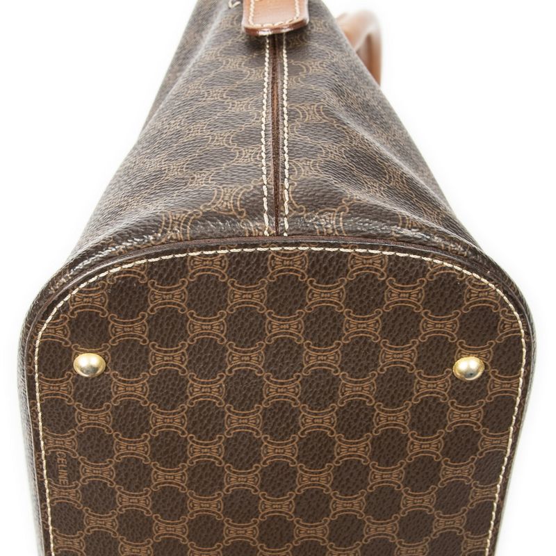 Celine Vintage Dome Top Handle Brown Macadam PVC Canvas AB