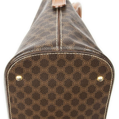 Celine Vintage Dome Top Handle Brown Macadam PVC Canvas AB
