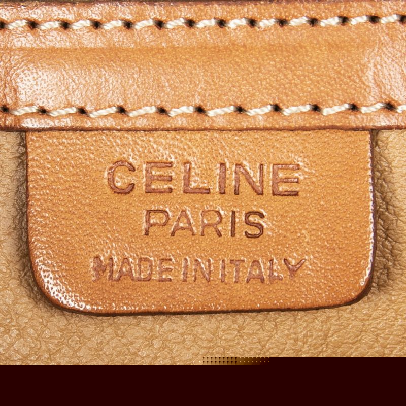 Celine Vintage Dome Top Handle Brown Macadam PVC Canvas AB