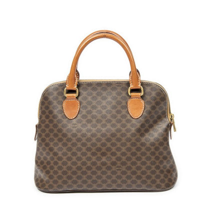 Celine Vintage Dome Top Handle Brown Macadam PVC Canvas AB