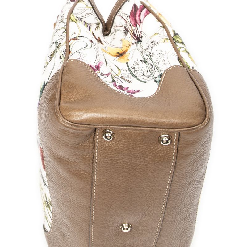 Gucci Bamboo Top Handle Ivory/brown Floral Canvas A