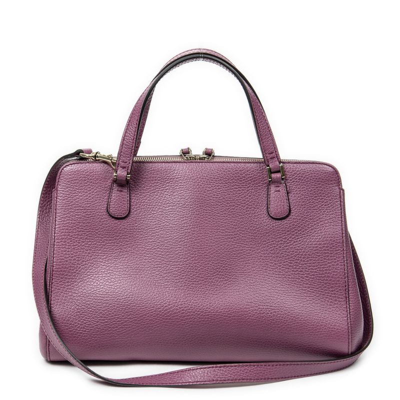 Gucci 2-way Top Handle Purple Grained Calfskin Leather A