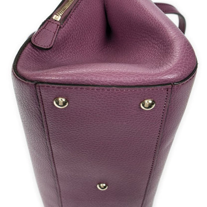 Gucci 2-way Top Handle Purple Grained Calfskin Leather A
