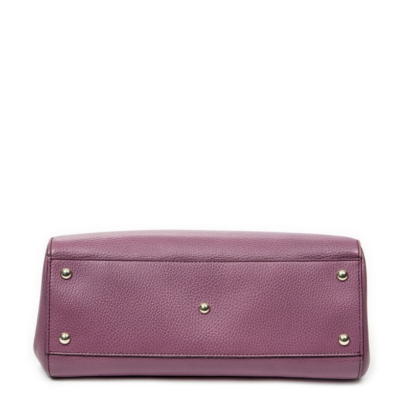Gucci 2-way Top Handle Purple Grained Calfskin Leather A