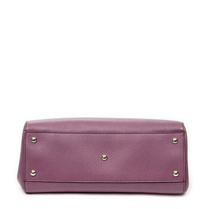 Gucci 2-way Top Handle Purple Grained Calfskin Leather A