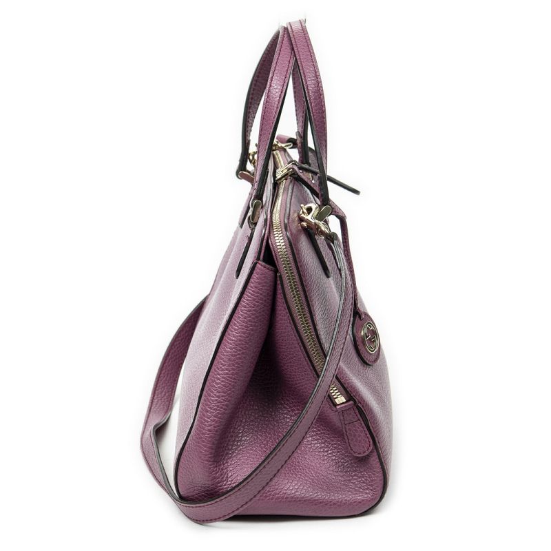 Gucci 2-way Top Handle Purple Grained Calfskin Leather A