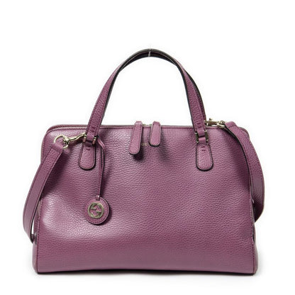 Gucci 2-way Top Handle Purple Grained Calfskin Leather A