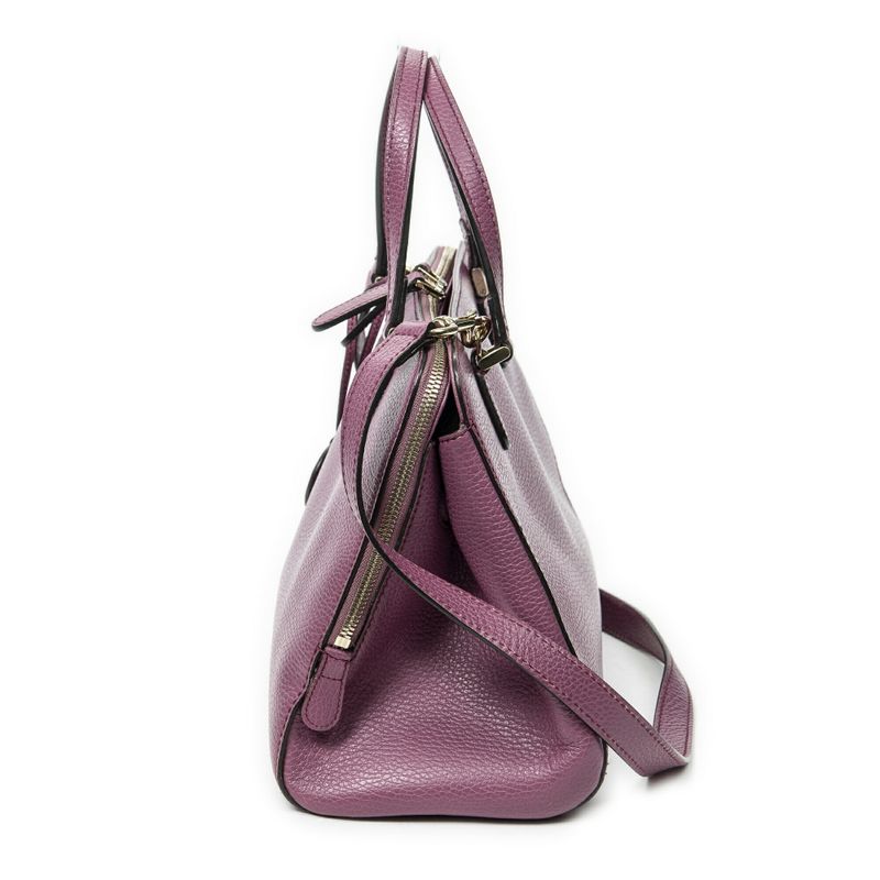 Gucci 2-way Top Handle Purple Grained Calfskin Leather A