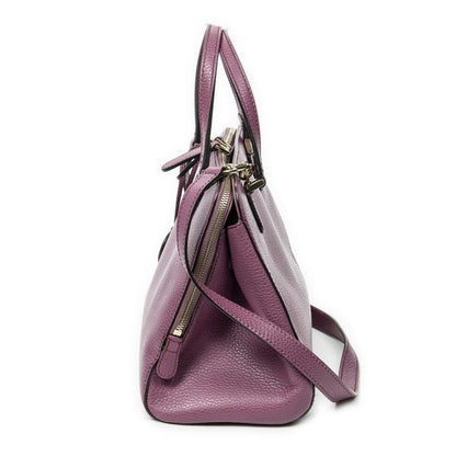 Gucci 2-way Top Handle Purple Grained Calfskin Leather A