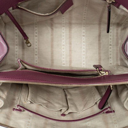 Gucci 2-way Top Handle Purple Grained Calfskin Leather A