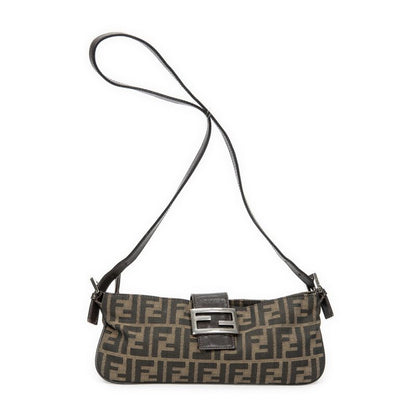 Fendi Rectangular Zip Pochette Brown/black Zucca Canvas A