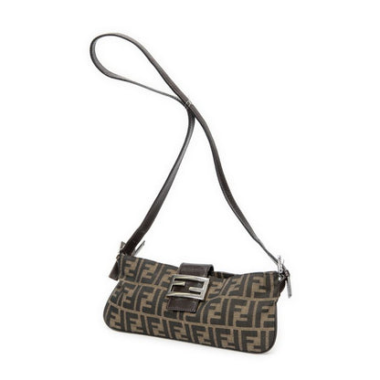Fendi Rectangular Zip Pochette Brown/black Zucca Canvas A