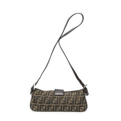 Fendi Rectangular Zip Pochette Brown/black Zucca Canvas A