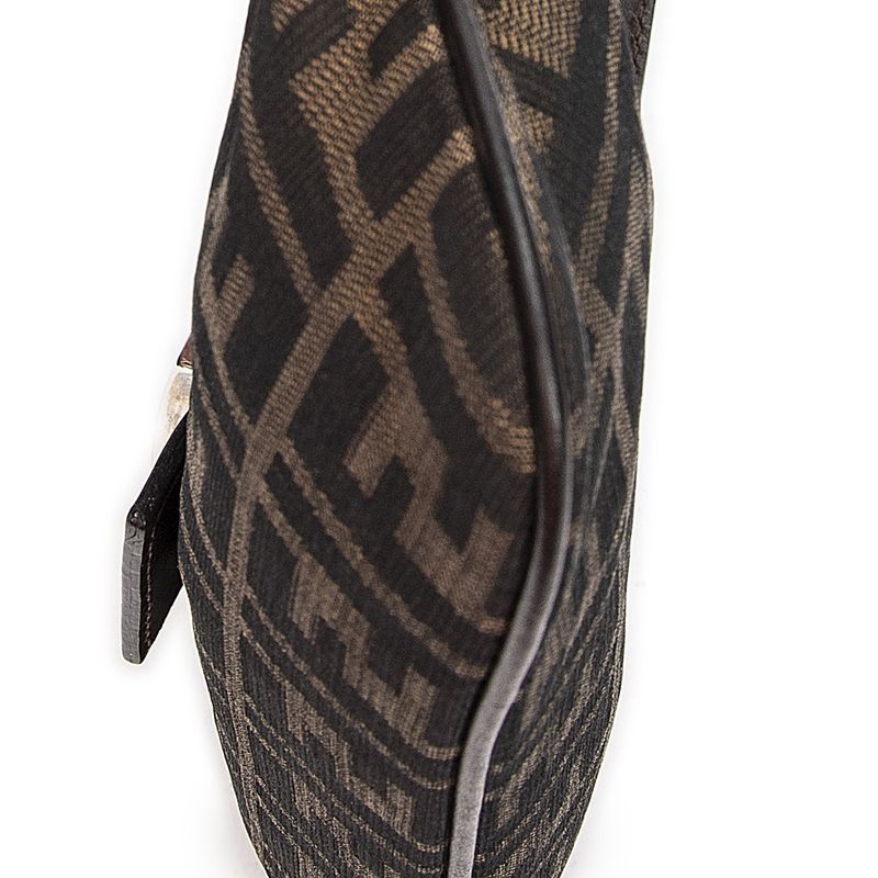 Fendi Rectangular Zip Pochette Brown/black Zucca Canvas A