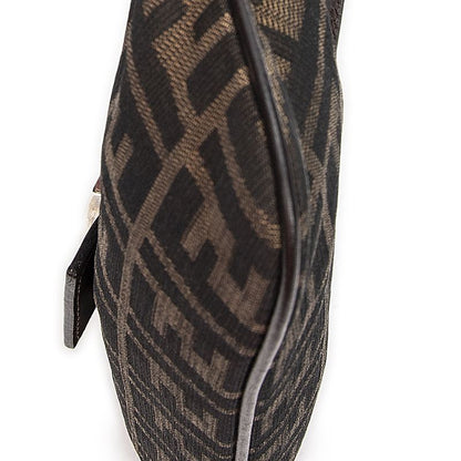 Fendi Rectangular Zip Pochette Brown/black Zucca Canvas A