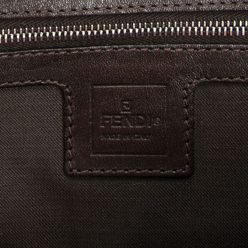 Fendi Rectangular Zip Pochette Brown/black Zucca Canvas A
