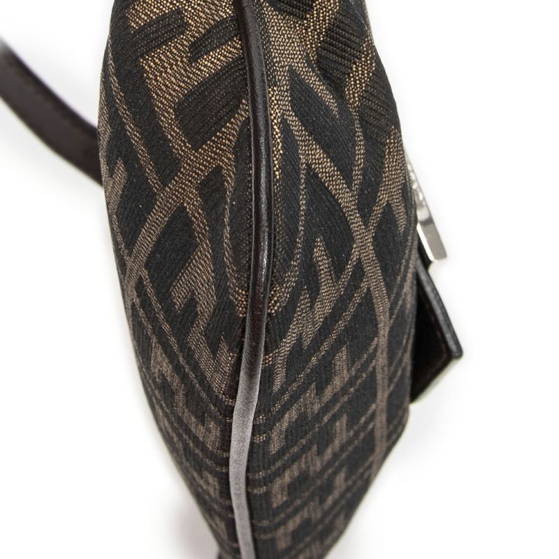 Fendi Rectangular Zip Pochette Brown/black Zucca Canvas A