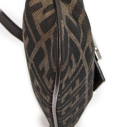 Fendi Rectangular Zip Pochette Brown/black Zucca Canvas A