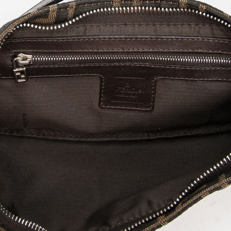 Fendi Rectangular Zip Pochette Brown/black Zucca Canvas A