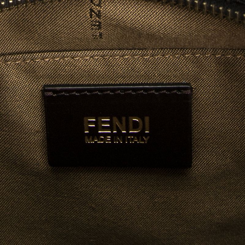 Fendi Zip Messenger Crossbody Brown/black Zucca Canvas A