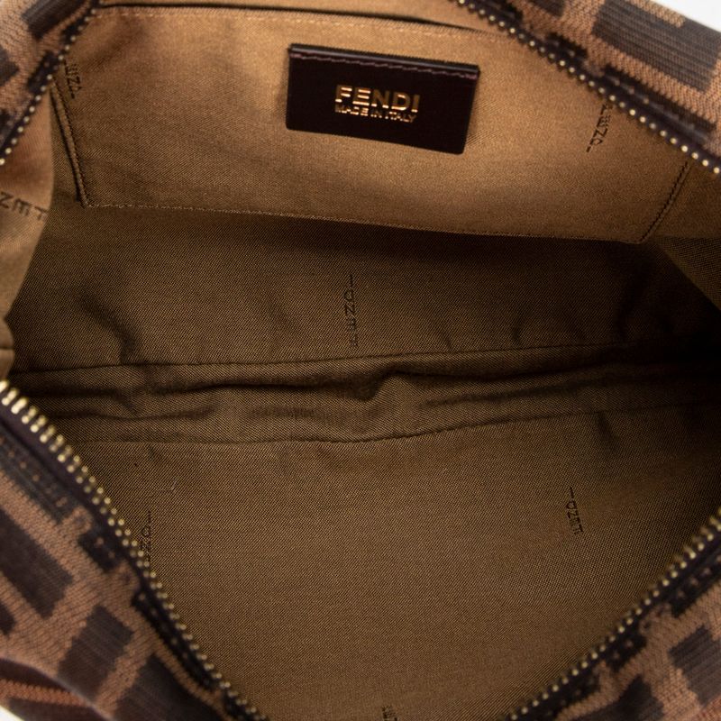 Fendi Zip Messenger Crossbody Brown/black Zucca Canvas A