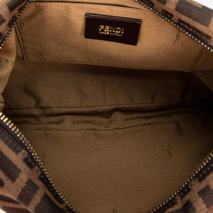 Fendi Zip Messenger Crossbody Brown/black Zucca Canvas A