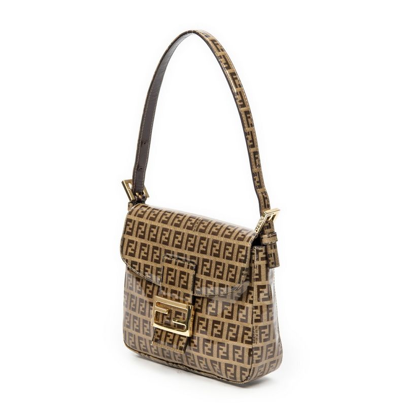 Fendi Square Flap Bag Brown Zucchino Coated Canvas A