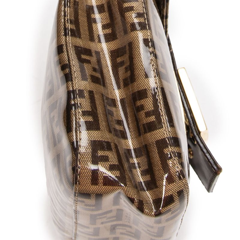 Fendi Square Flap Bag Brown Zucchino Coated Canvas A