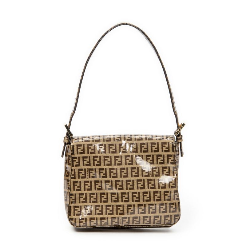 Fendi Square Flap Bag Brown Zucchino Coated Canvas A