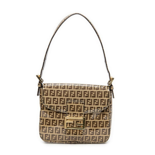 Fendi Square Flap Bag Brown Zucchino Coated Canvas A