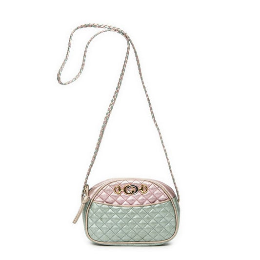 Gucci Trapunta Camera Crossbody Pink And Teal Matelasse Calfskin A