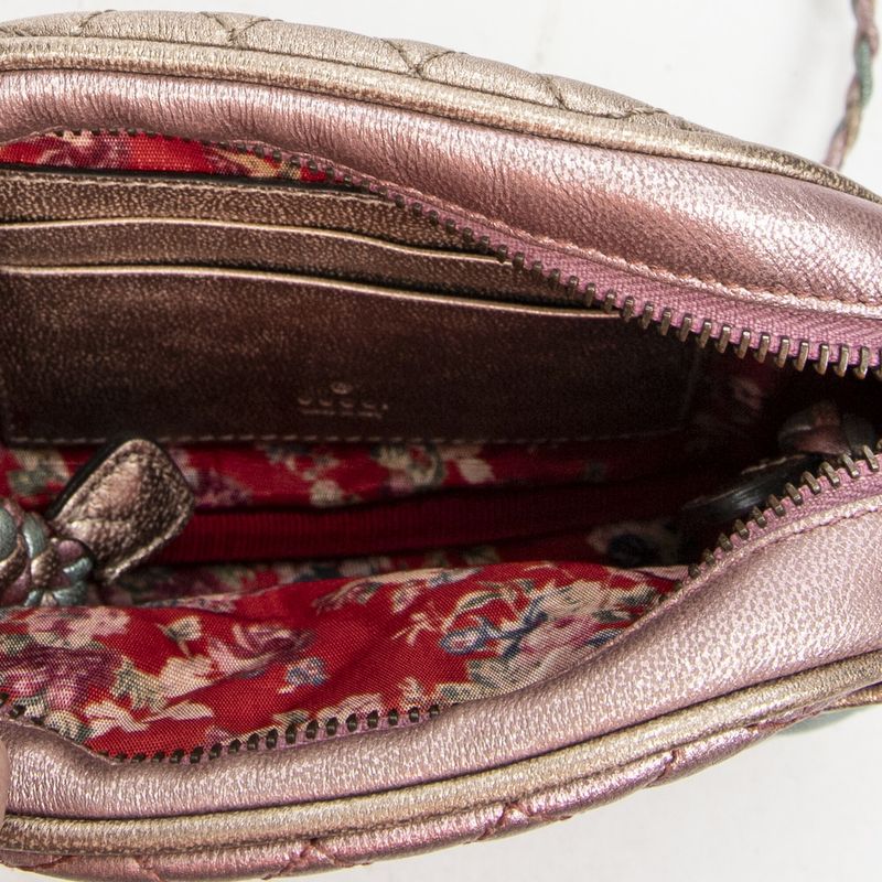 Gucci Trapunta Camera Crossbody Pink And Teal Matelasse Calfskin A