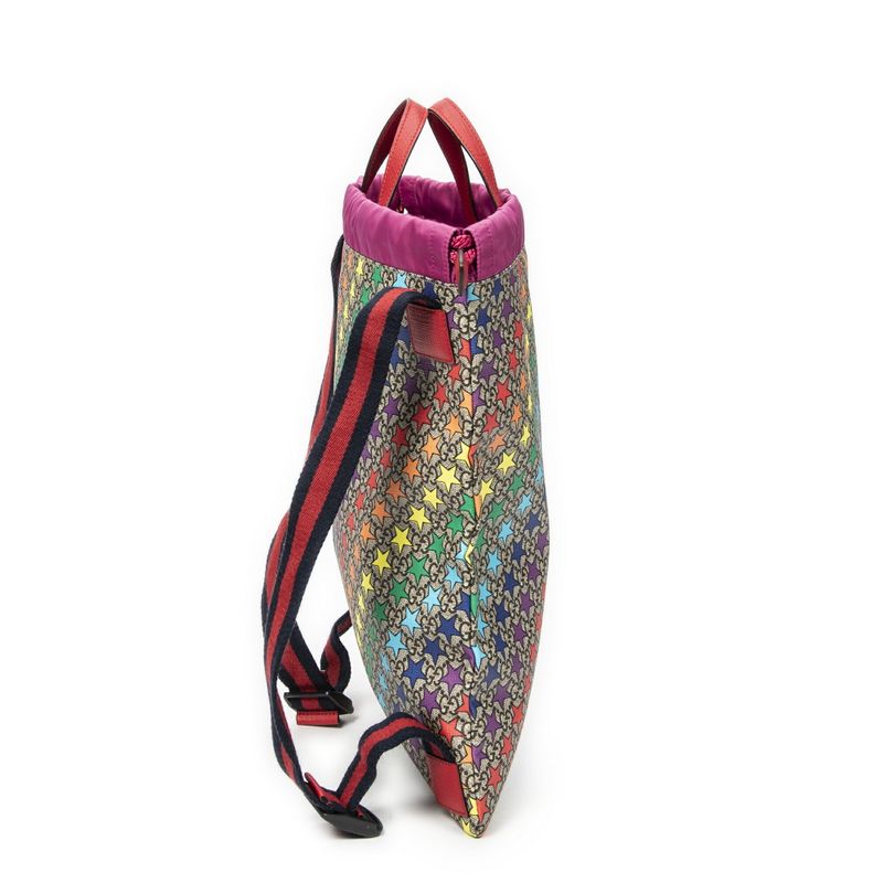 Gucci Drawstring Backpack Beige/red Print Supreme PVC Canvas A