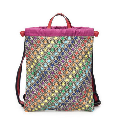 Gucci Drawstring Backpack Beige/red Print Supreme PVC Canvas A