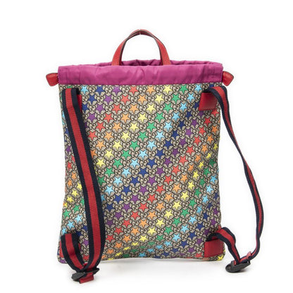 Gucci Drawstring Backpack Beige/red Print Supreme PVC Canvas A