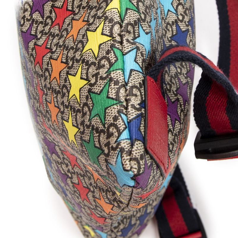 Gucci Drawstring Backpack Beige/red Print Supreme PVC Canvas A