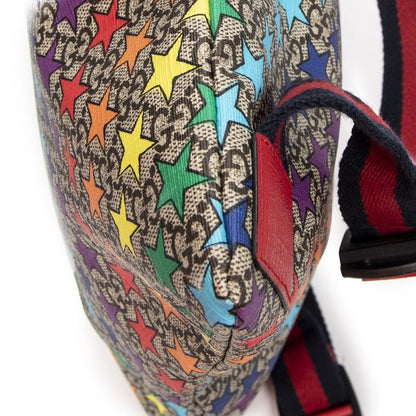 Gucci Drawstring Backpack Beige/red Print Supreme PVC Canvas A