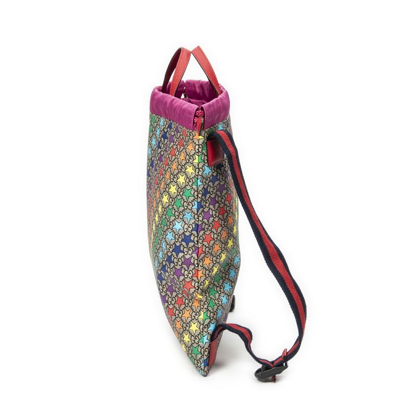 Gucci Drawstring Backpack Beige/red Print Supreme PVC Canvas A