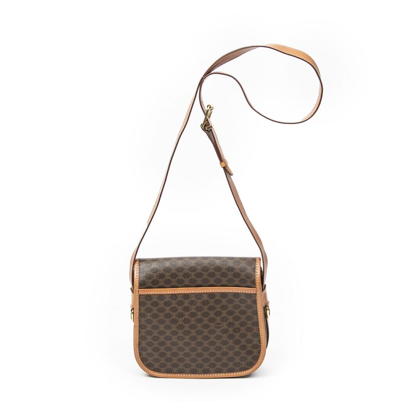 Celine Buckle Flap Crossbody Brown Macadam PVC Canvas A