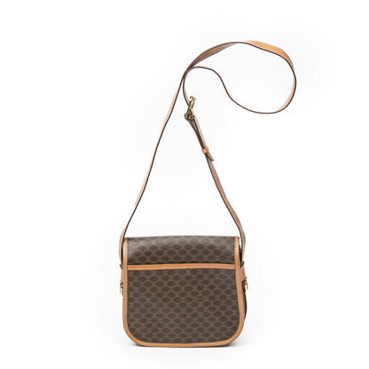 Celine Buckle Flap Crossbody Brown Macadam PVC Canvas A