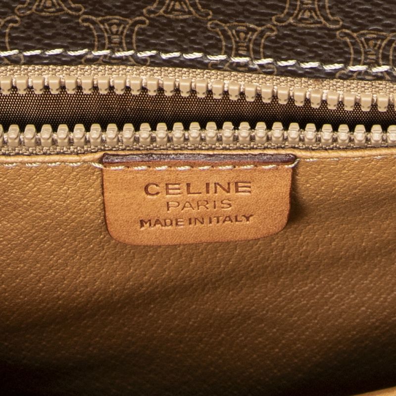 Celine Buckle Flap Crossbody Brown Macadam PVC Canvas A