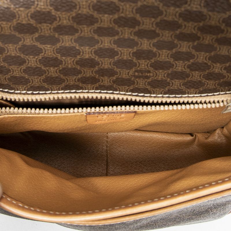 Celine Buckle Flap Crossbody Brown Macadam PVC Canvas A