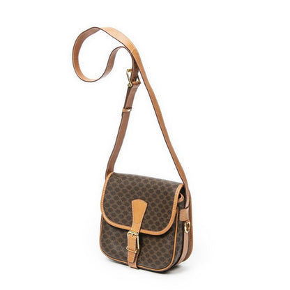 Celine Buckle Flap Crossbody Brown Macadam PVC Canvas A