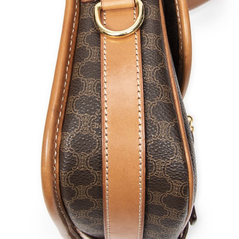 Celine Buckle Flap Crossbody Brown Macadam PVC Canvas A