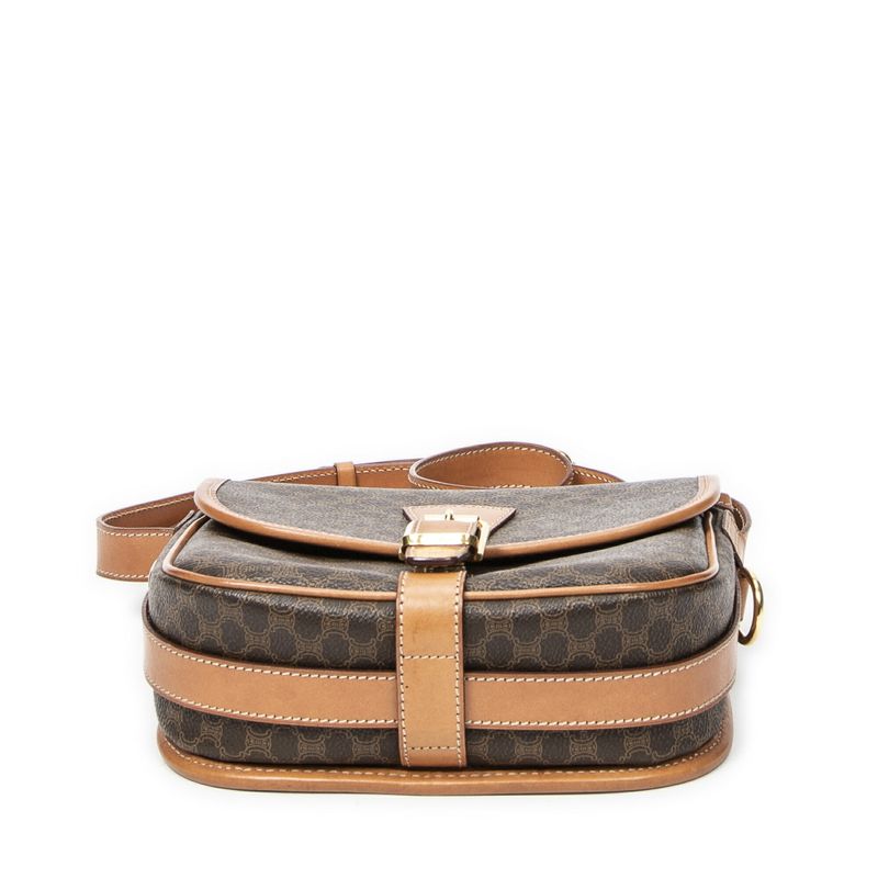 Celine Buckle Flap Crossbody Brown Macadam PVC Canvas A
