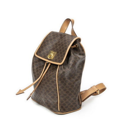 Celine Drawstring Flap Backpack Brown/beige Macadam PVC Canvas A