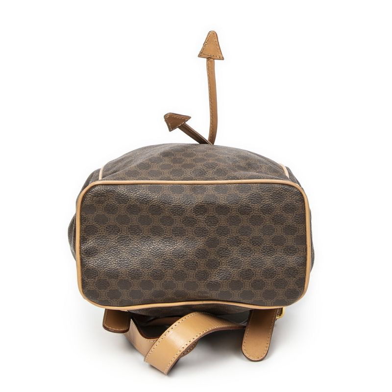 Celine Drawstring Flap Backpack Brown/beige Macadam PVC Canvas A