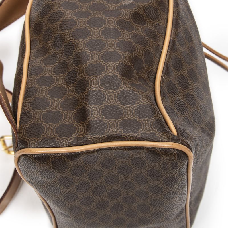 Celine Drawstring Flap Backpack Brown/beige Macadam PVC Canvas A