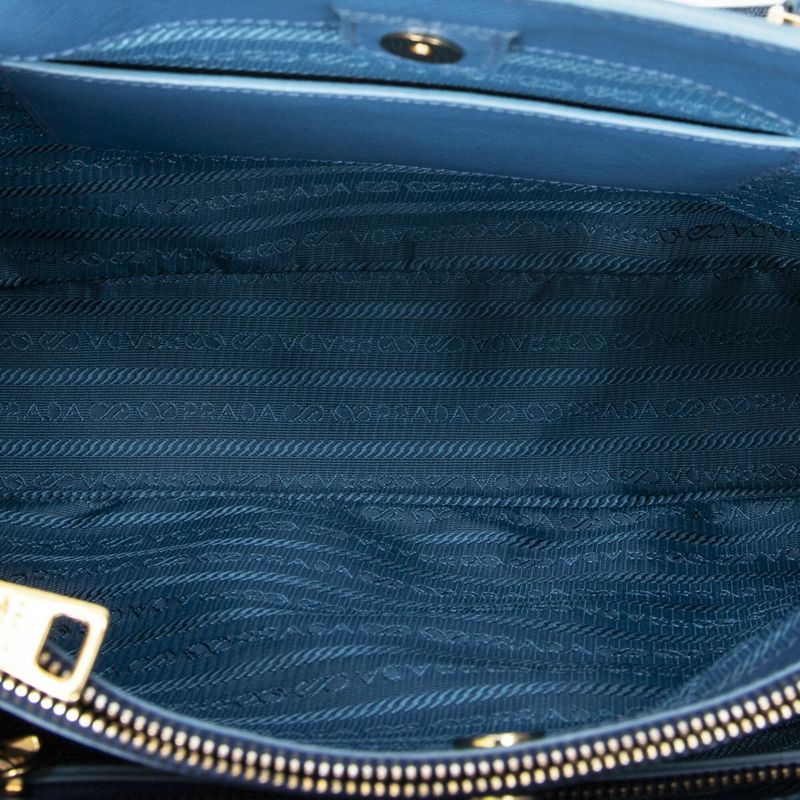 Prada Medium Garda Tote Blue Saffiano Leather A